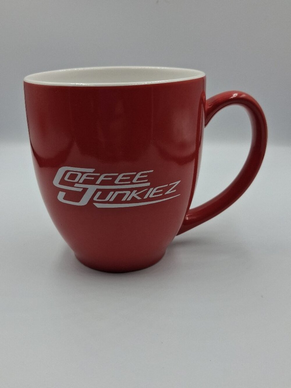 Rare Coffee Junkiez Red & White Mug Cup M-Ware EUC